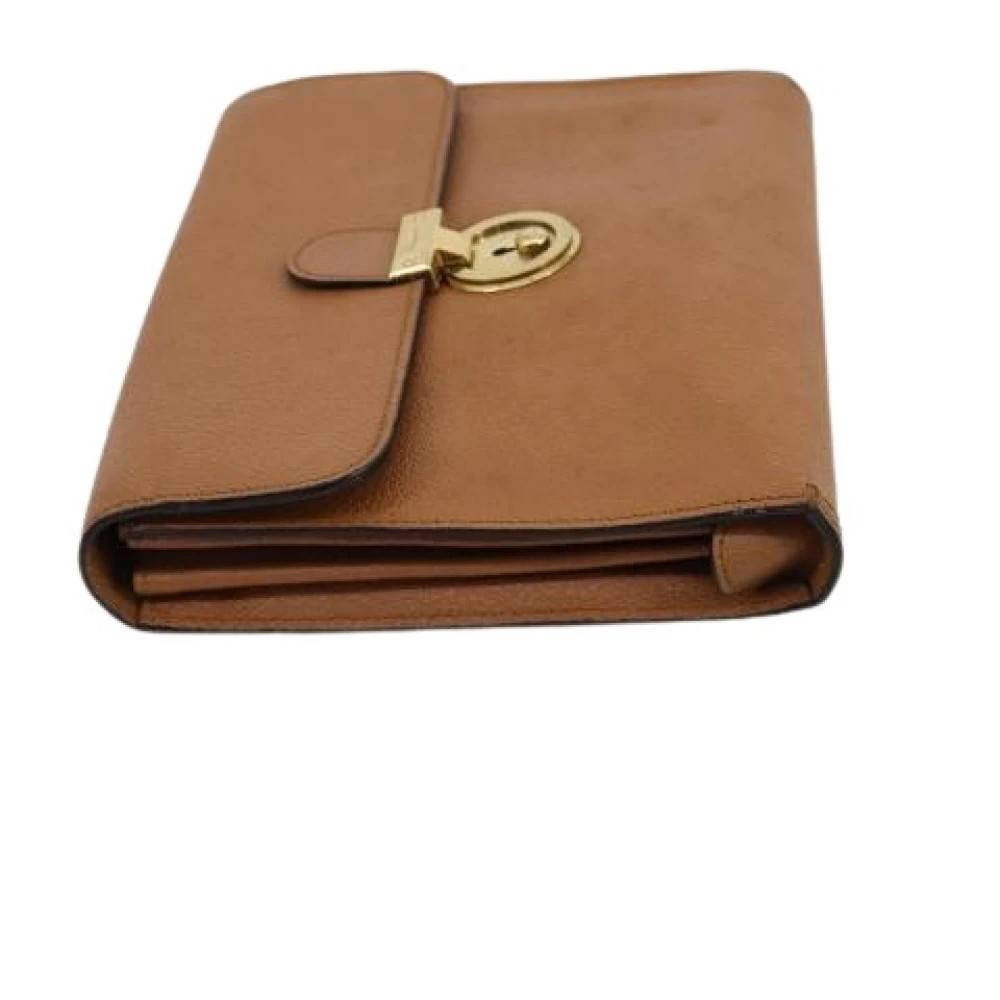 Salvatore Ferragamo Pre-owned Pre-owned Læder Skuldertaske - Vintage - Dame - Beige - ONE SIZE - Uld