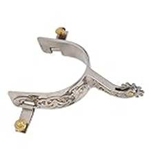 Focket Western Cowboy Spurs, 2 st vintage utsökta hästsporrar i rostfritt stål med roterande utrustning, retro fint utförande metall steampunk stövelsporrar för ridentusiaster