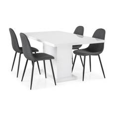 Concept 55 Ratliff Förlängningsbar Matgrupp 160 cm med 4 Nibe Stol - Vit/Grå/Svart Matgrupper Vit Trä