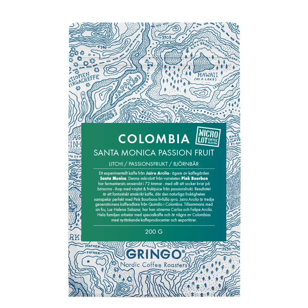 Gringo Nordic - Colombia Santa Monica Passion Fruit - Pink Bourbon - Ljusrostade hela kaffebönor - 200g