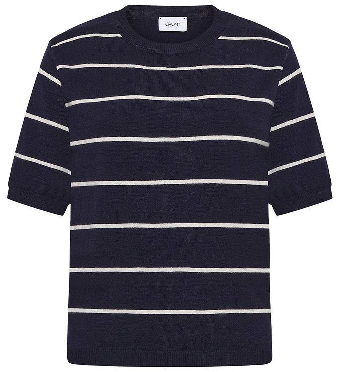 Grunt T-shirt - Stickad - GrFerro - Marinblå Stripe - Grunt - 8 år (128) - T-shirt