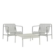 HAY - Palissade loungegruppe med 2 loungestole & lavt trædgårdsbord sky grey - Udendørs loungegrupper
