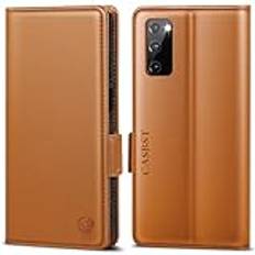 CASBST Mobiltelefonfodral för Samsung Galaxy S20 FE fodral i premiumläder vikbart med kortfack och ställdon med RFID-flipfodral, vikbart fodral för Samsung S20 FE 5G/4G orange