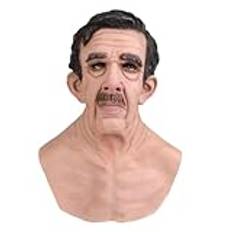 Kuslig gammal man mask, gammal man fyllning mask, skrämmande gubbmask av latex, halloweenmask för cosplay | realistiskt mänskligt ansikte för att skapa en festlig atmosfär för