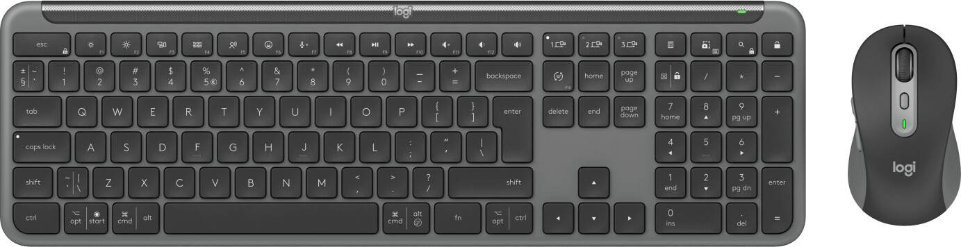 Logitech MK950 Signature Slim tastatur Mus inkluderet Kontor RF trådløs + Bluetooth QWERTY US International Grafit