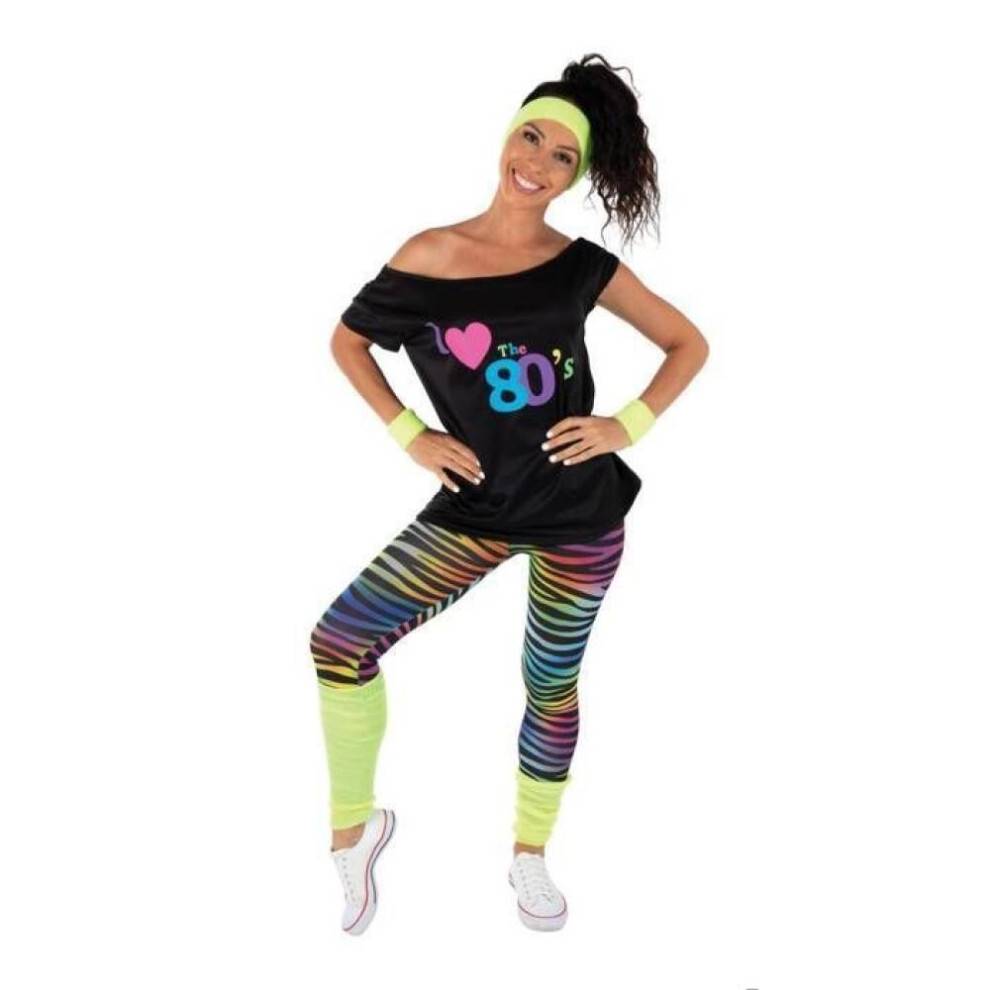 80'er kostume til kvinder - Lille klovn - Leggings - Neon gul - One Size - Disco kostume
