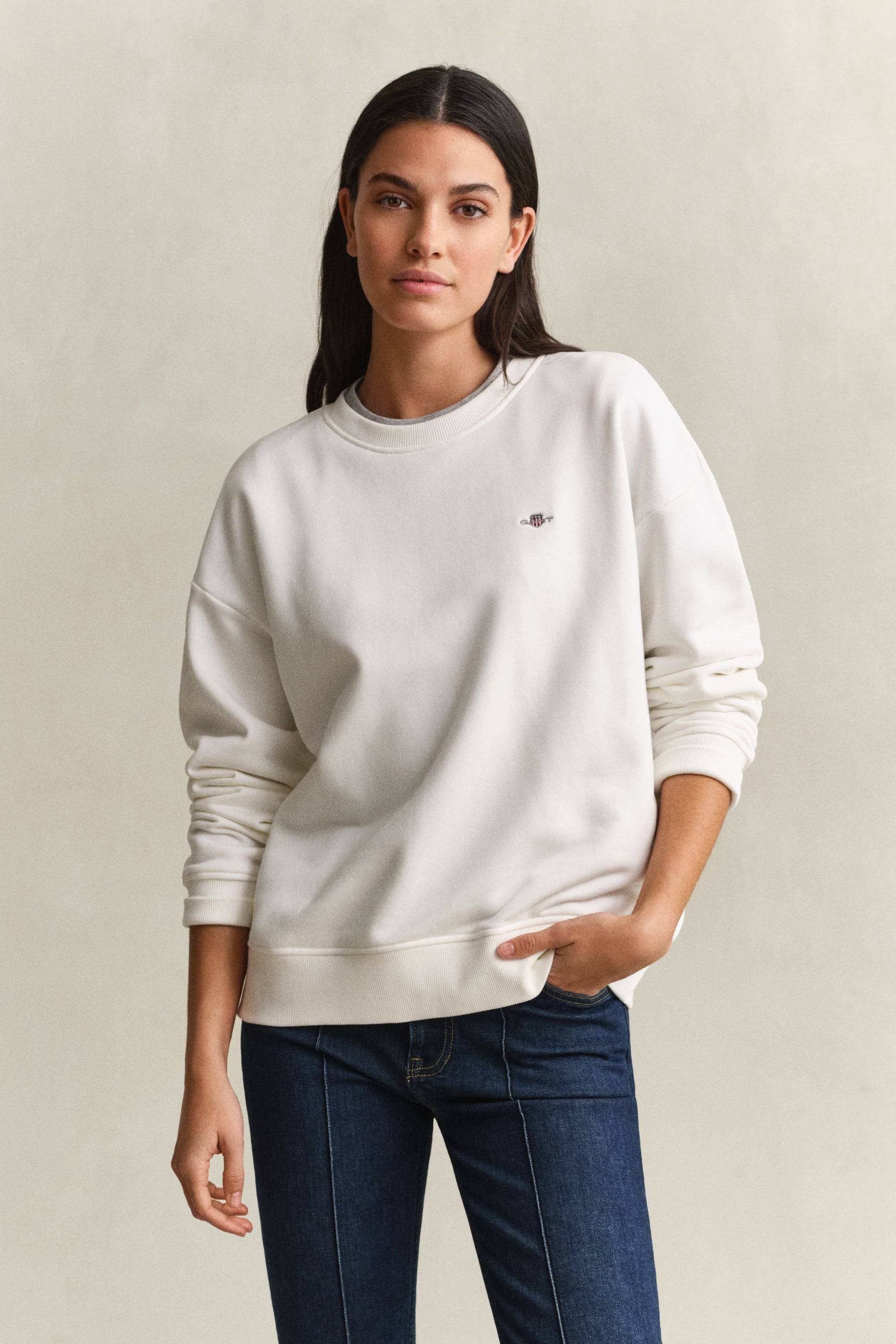 GANT Dam Sweatshirt med sköldemblem (XXXL) EGGSHELL
