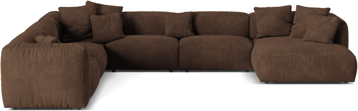Chaiselongsofa hjørnesofa Micadoni Martina venstrevendt 420x330 cm chokoladebrun velour, plads til 6 personer