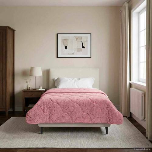 Sommar Duvet Rosa 155 x 220 cm Mikrofiber och Teddyfleece