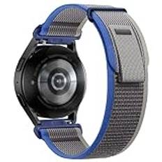 PIOWNN 20 mm slinga, kompatibel med Samsung Galaxy Watch 7 6 5 4 rem 44 mm 40 mm, mjukt nylonflätat elastiskt sportband för Watch 6 Classic/Watch 5 Pro/Watch 4 Classic/Active 2/Watch 3, blå/grå