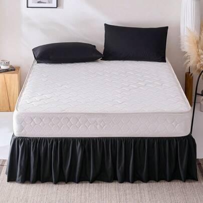 HONEYMOON 1 st basic lätt sängkappa med volang, klassisk stil, mjuk och moderiktig, 100 % mikrofibermaterial, 16 tum fall, lämplig för sängkläder i he - Svart (Multi-size)