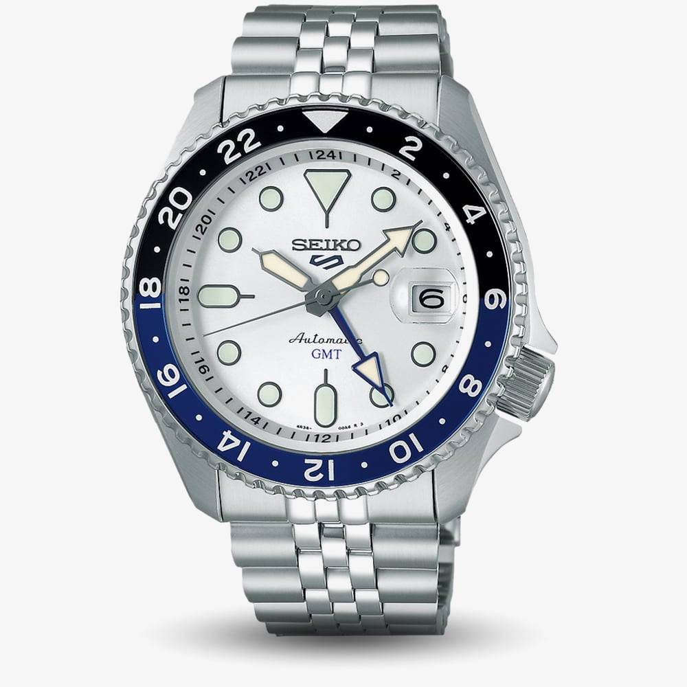 Seiko 5 Sports SKX Series GMT Blue & Black Watch SSK033K1 - Silver