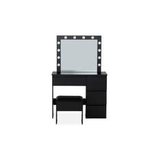 Hakebo Sminkbord 140 cm med LED Belysning - Svart & toalettbord Trä