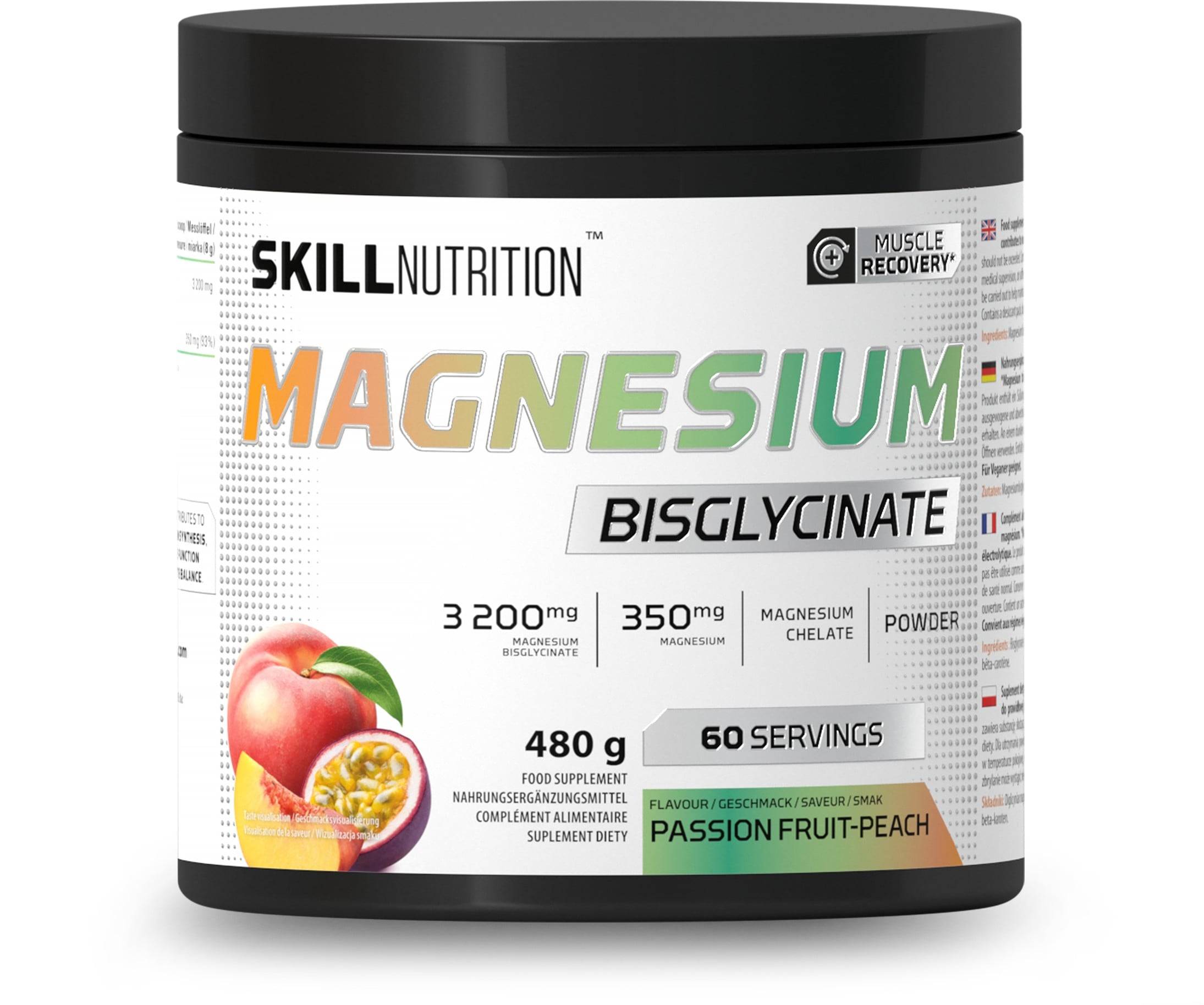 Skill Nutrition – Magnesium Bisglycinat Passionfrukt-Persika 480g