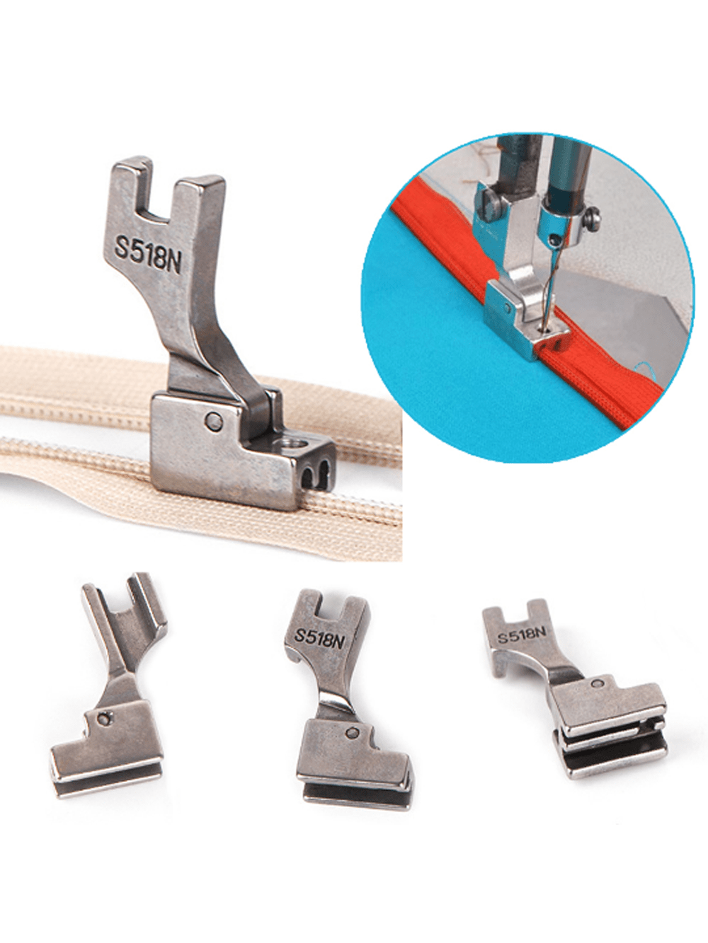 1Pcs Invisible zipper Presser Foot S518N Used for Industrial Sewing Machine Foot Brother Singer Juki Sewing Machine Parts Access