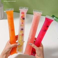 50/100 st glasspåsar för grönsaker, fruktjuice, fruktpuré, glass och fruktis, förvaringspåsar som kan förslutas vid låga temperaturer, hemgjorda glass - Multifärgad (Tratt/1 st,Ispåse 50st+tratt 1st,Ispåsar 100 st + tratt 1 st)