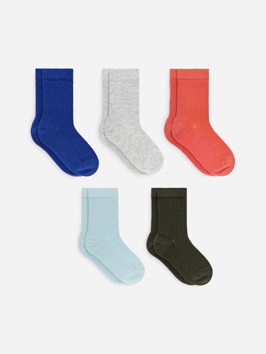 ARKET Ribbstickade Strumpor, 5-pack -Blå, 25/27