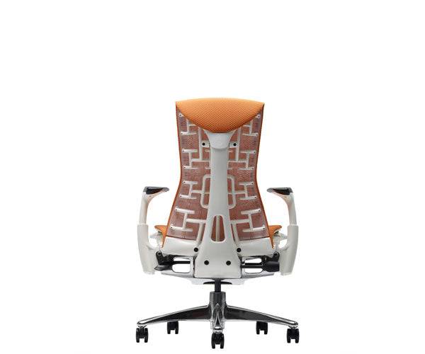 Herman Miller Embody Kontorstol - Hvidt Stel og Poleret Fodkryds / Standard Hårde Hjul - til tæpper og bløde underlag
