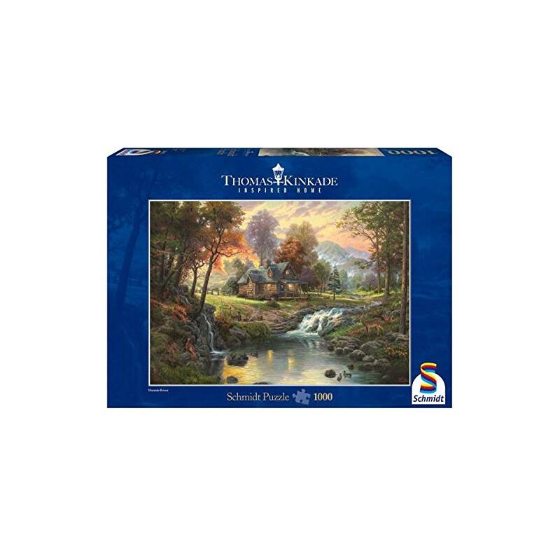 Schmidt 58445 - Thomas Kinkade: Holzhaus am Bach, Puzzle 1000 Teile