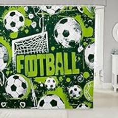 Homemissing fotbollsmål duschdraperi 180 x 240 cm för badrum barn pojkar tonåringar fotboll boll spel badrumsgardiner present till fotbollsälskare badrum duschdraperi fotbollsmönster badrumstillbehör