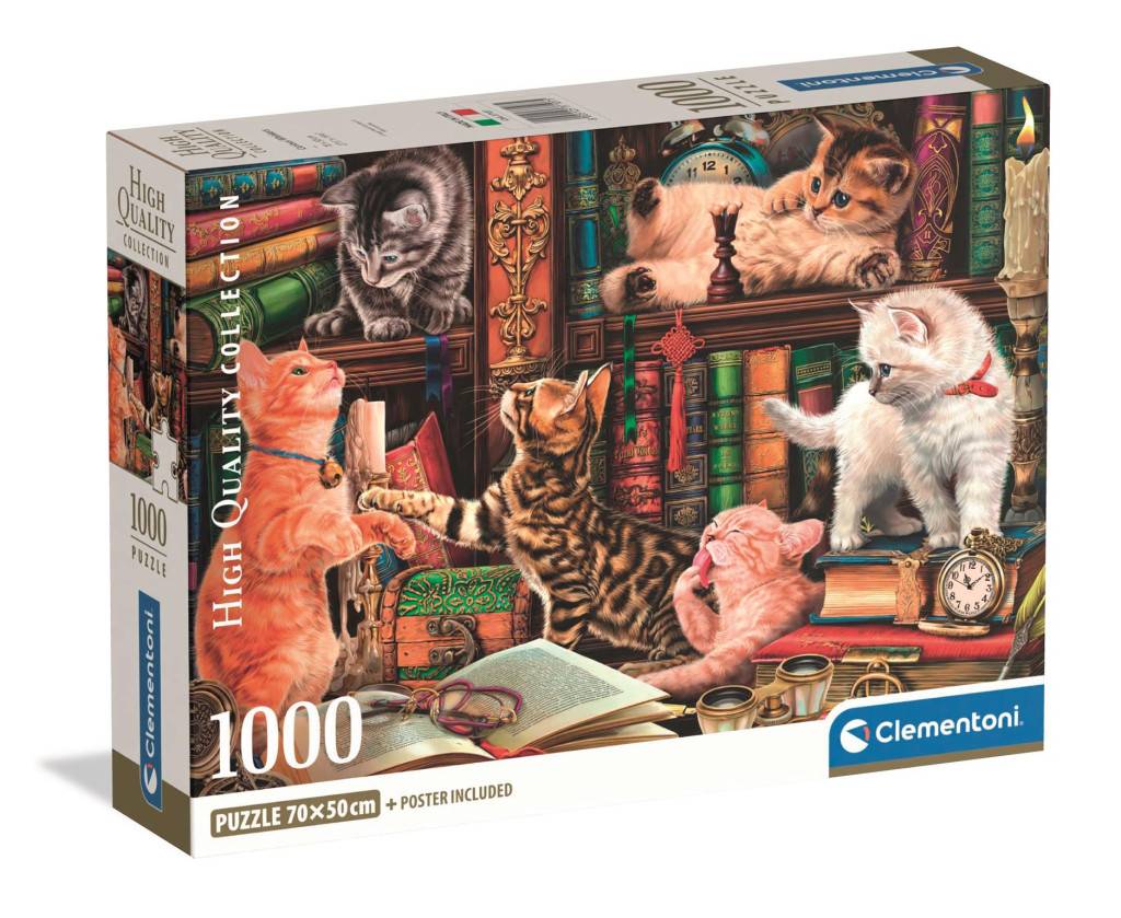Cat Curious Whiskers 1000-bitars kompakt pussel Clementoni