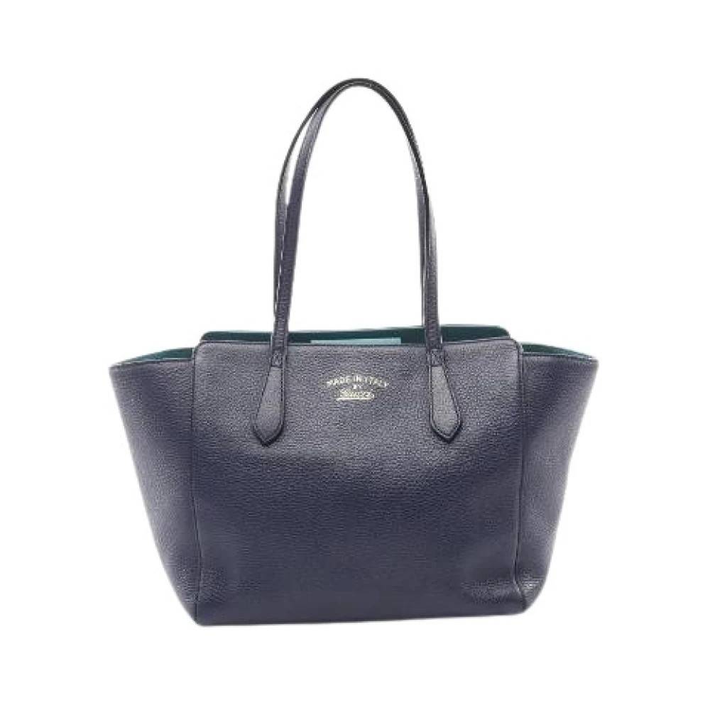 Gucci Vintage Pre-owned Swing Læder Tote Bag - Vintage - Dame - Blå - ONE SIZE - Læder