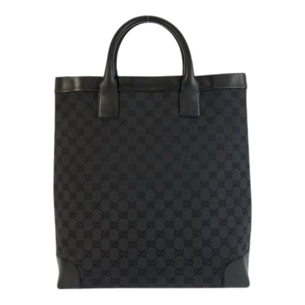 Gucci Vintage - Pre-owned Svart GG Canvas Läder Tote Bag Vintage - Dam - ONE Size - Läder