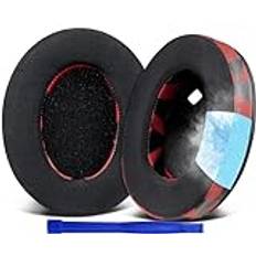 SOULWIT Kylande Gel Ersättnings-öronkuddar för Sony WH-1000XM4 Over-Ear-hörlurar, med mjukt hög densitet brusisolerande skum, tillagd tjocklek Utan att påverka sensorn-Röd Storm