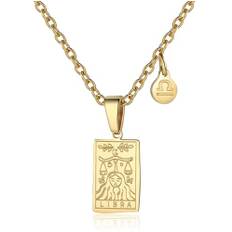 Zodiac Halsband | Stjärntecken Halsband | Tarot | Hänge | Dubbelsidig Guld | Rostfritt stål | Smycken | Present | Unisex (Vågen)