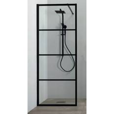 Walk In brusevæg - Sorte sprosser - klart glas - 3 størrelser - 70-90 cm 70 cm
