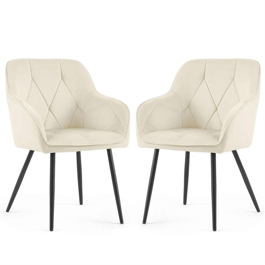 STOL MED STOFFKLÄDNING, 2-pack, metallben i grafit, 54,5/82,5/58 - Cremefärgad