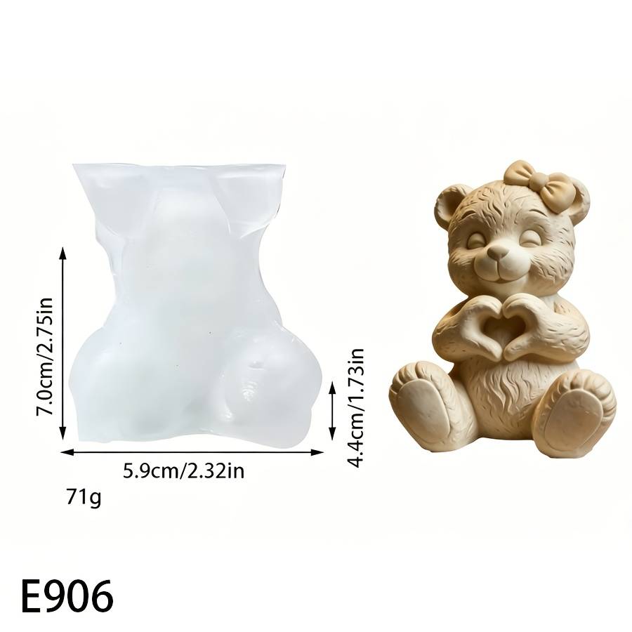 Little Bear Candle Silicone Mold, Diy Suitable For Handmade Crafts, Desktop Ornament, 1pc