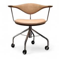 PP Möbler - PP502 Swivel Chair - Natur lädersists - Ek oljad - Skrivbordsstolar - Hans J. Wegner - Träfärgad - Trä