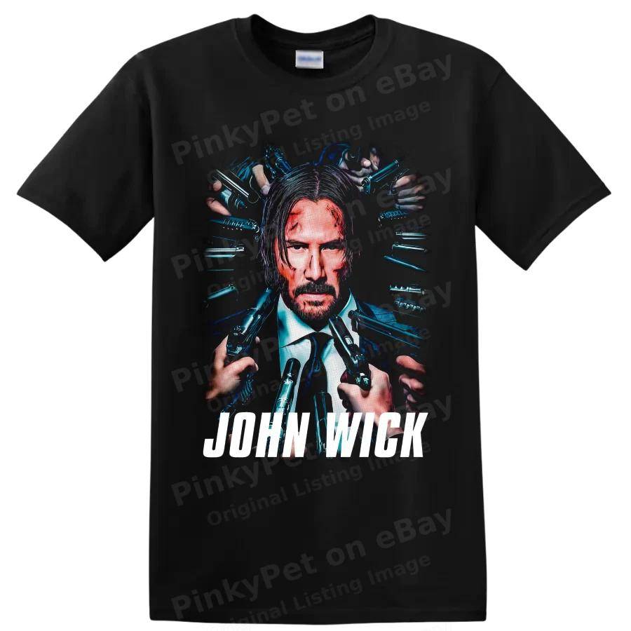 John Wick Filmt-shirt m/ Skottlossningsporträtt Actionfilm Grafisk Samlartröja cm black