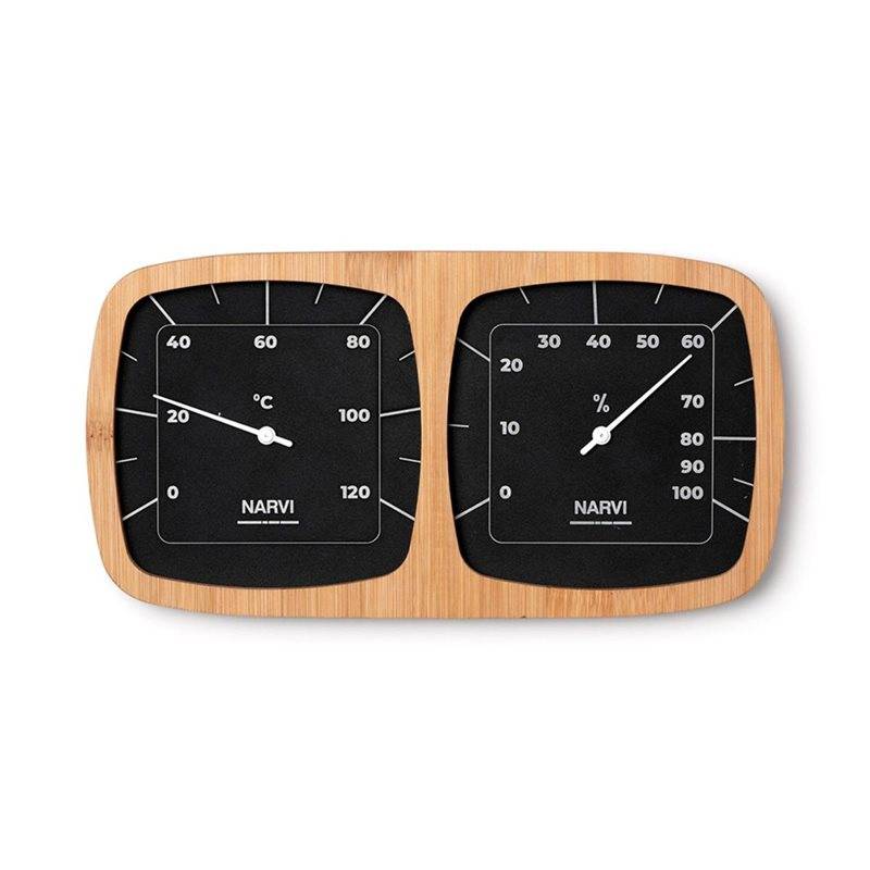 Bastutermometer Narvi Thermo-Hygrometer Aluminium/Bambu