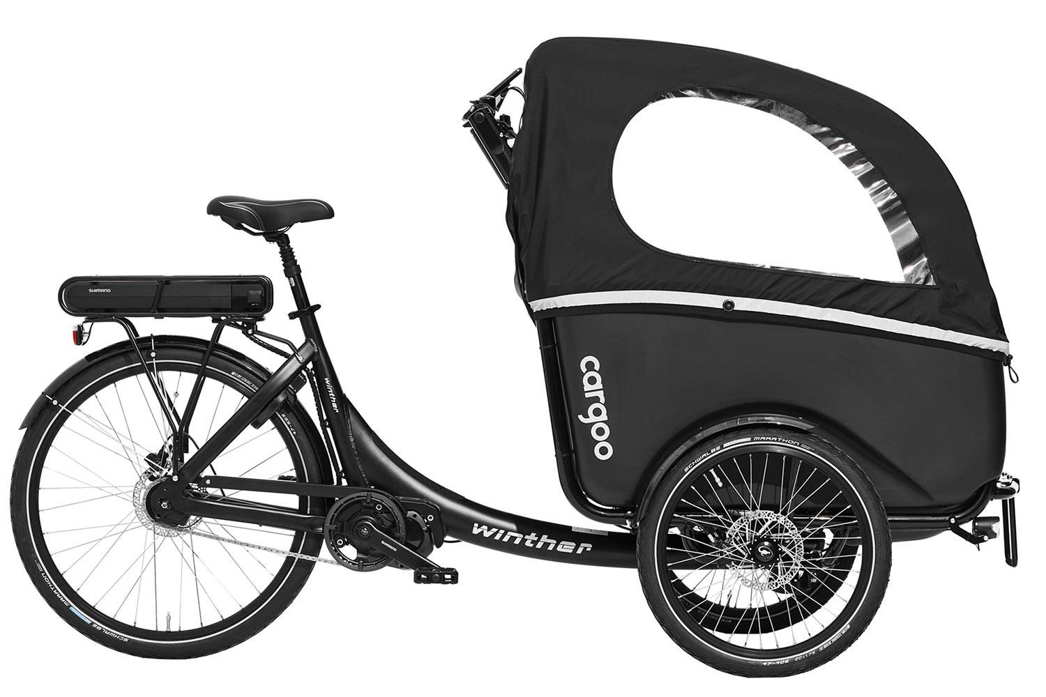 Winther Cargoo Ladcykel - Trehjulet, Plads til 100 kg Last, Bafang Baghjulsmotor, 8 Udvendige Sram x4 Gear