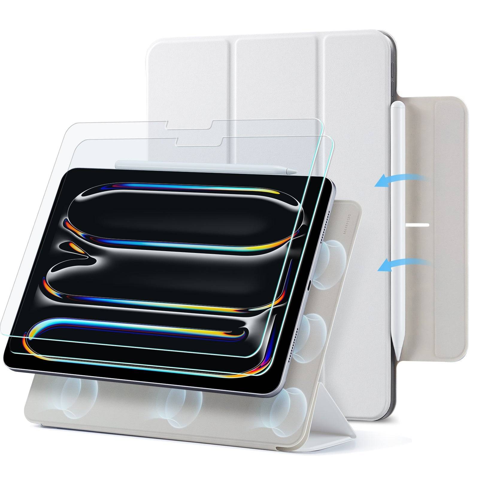 iPad Pro 13" (2024) Rebound Magnetic Protection Bundle - Brilliant White - Brilliant White