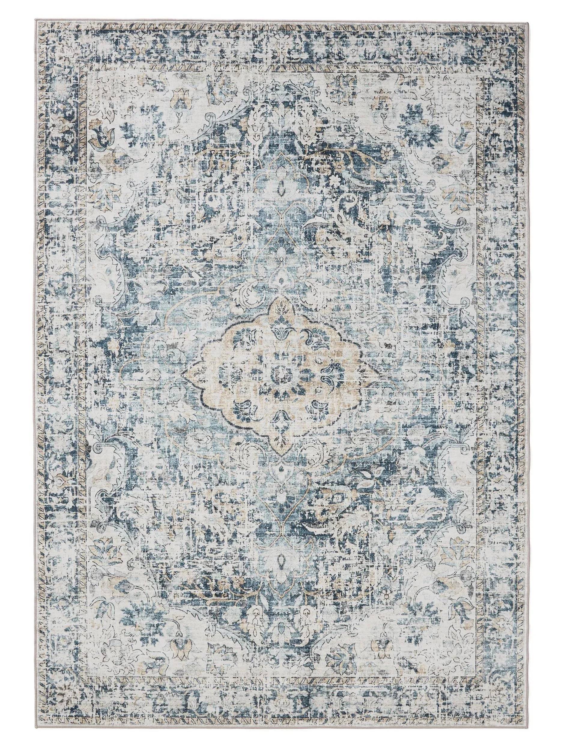 ATLAS Blå Vaskbart Tæppe - Rektangulær / 60x120 cm / Blå