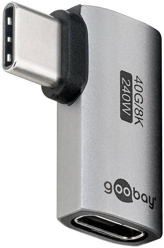 Goobay USB-C til USB-C-adapter hun til han vandret 90° vinklet - sølv
