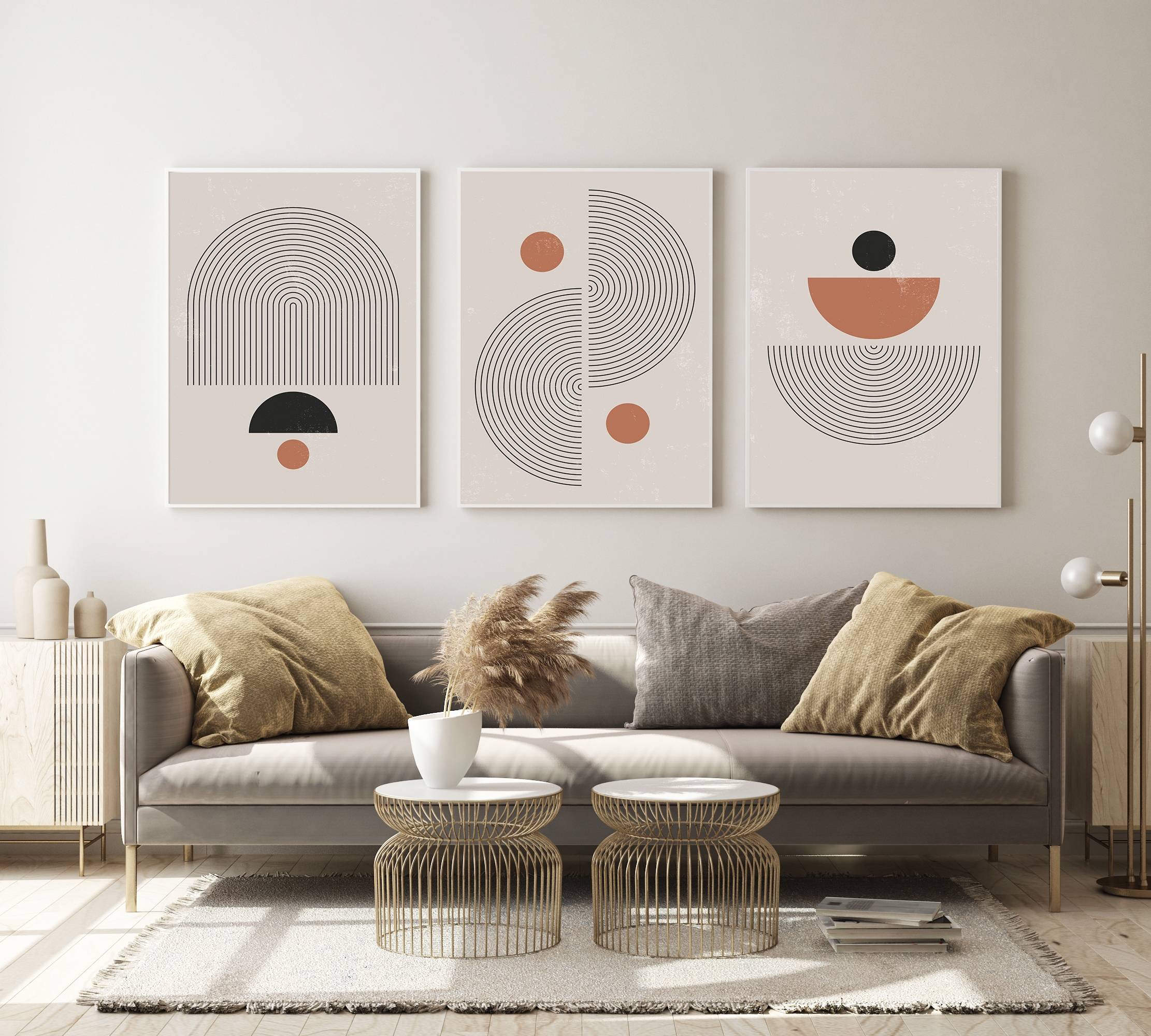 Affischer - Modern konst / Mönster # 12 / Set med 3