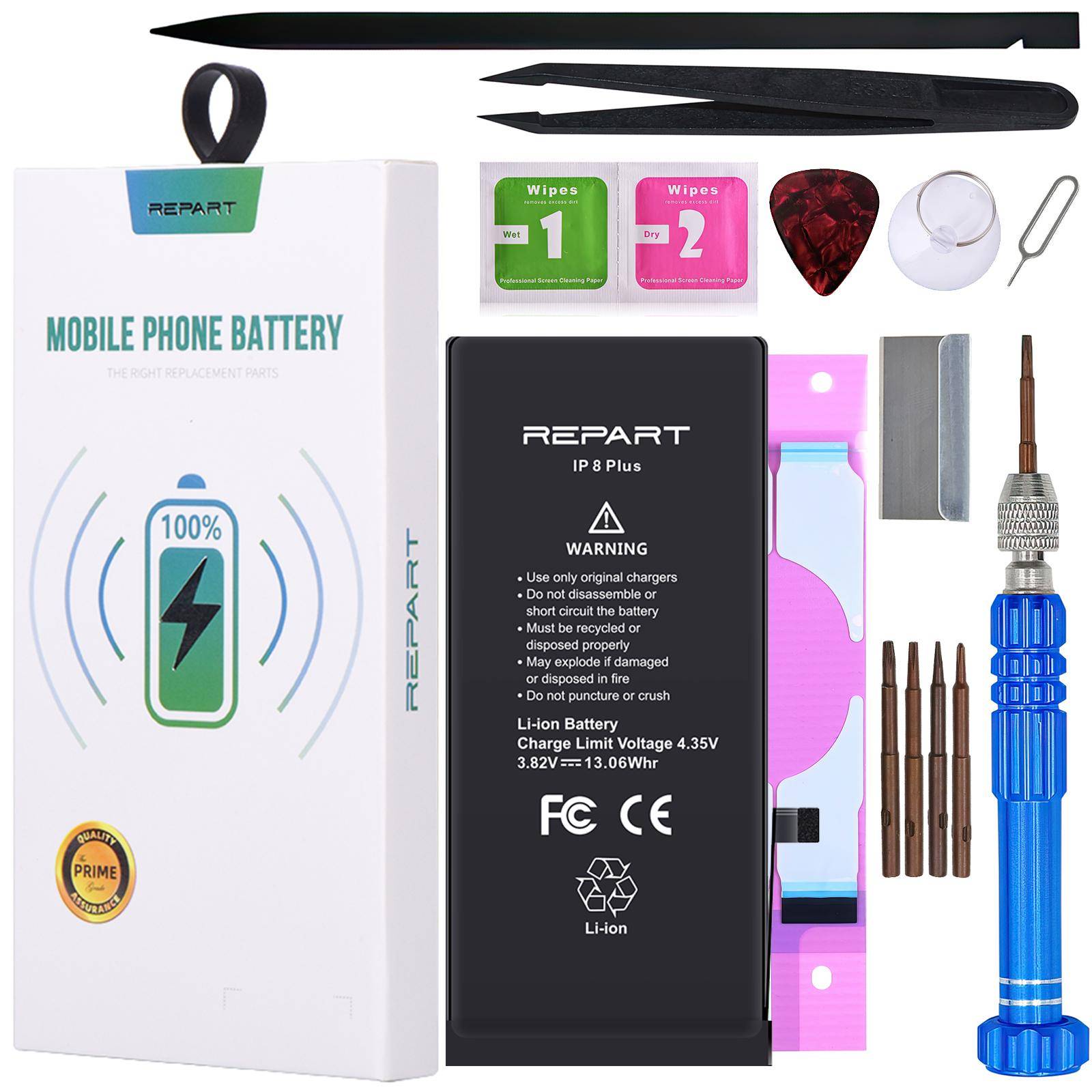 REPART-batteri för Apple iPhone 8 Plus A1864 - ökad kapacitet 3420 mAh