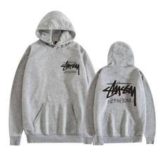 Unisex Stussy Pullover Hættetrøje Midweight Huvtröja Grey L