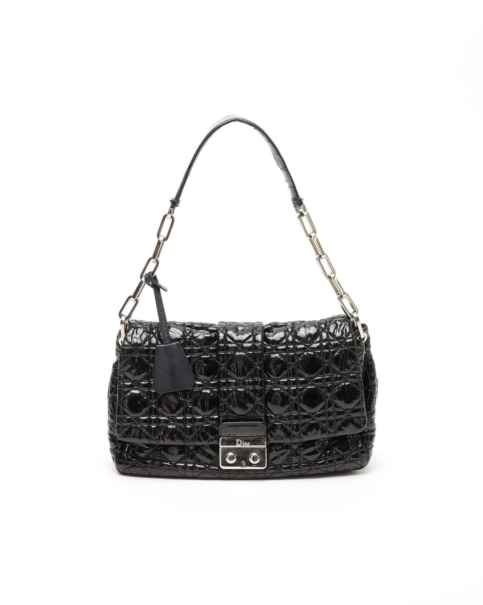 Christian Dior Small Flap Patent Cannage Shoulder Bag - Black - One Size