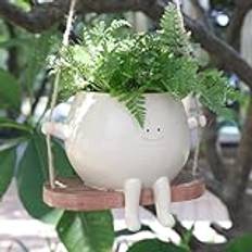 Umikk stora hängande blomkrukor med gungansikte, stor gunga, ansikte, blomkruka, kruka, kruka, sött ansikte, suckulent, blomkruka, blomkruka med unik ansiktsdesign