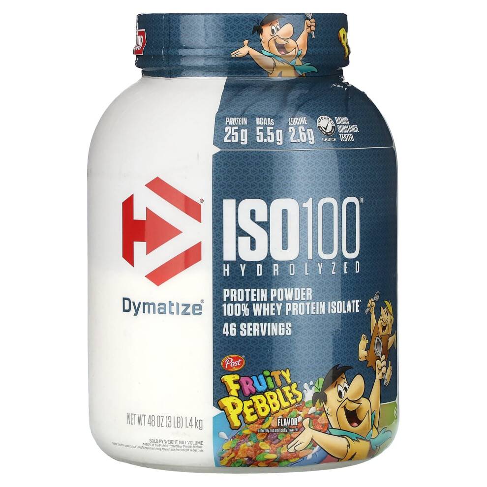 Dymatize, ISO100 Hydrolyseret, 100% Whey Proteine Isolat, Fruity Pebbles, 3 lb (1,4 kg)