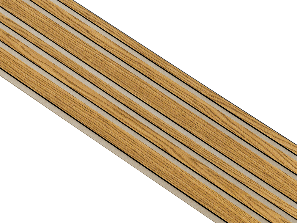 I-Wood Basic Mixed listebredde paneler, i sort kerne, brun oliering - mål 17 x 300 x 2400 mm.