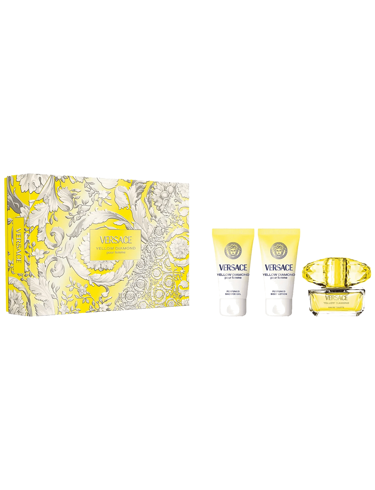 Versace Fragrance Gift Set Yellow Diamond Edt + Shower Gel + Body Lotion - Nude - 150 ML