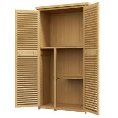 Vejrbestandig havekommode, 2 låger med lås, fyrretræ, 87l x 46,5b x 160h cm, lysegul