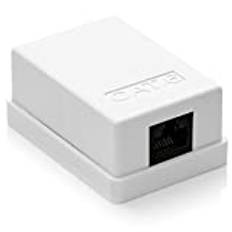 deleyCON 1x CAT 6 Nätverksuttag 1x RJ45-Uttag Ytmontering 1 Gbit Ethernet-Nätverk LAN-Uttag RAL 9003 Vit