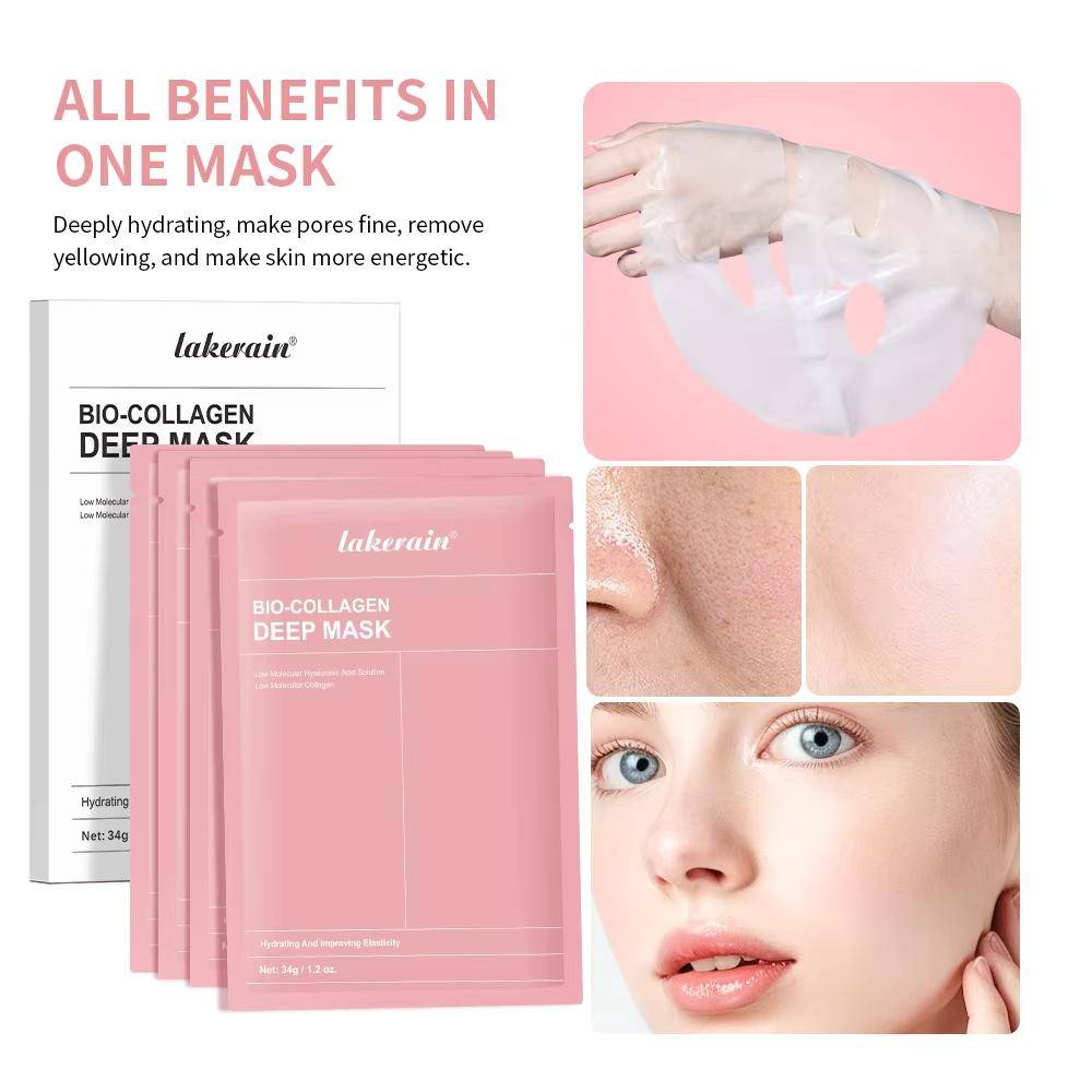 Bio-Collagen Real Deep Mask Supplement Kollagen Hydrating Overnight Hydrogel Mask Elasticitet Förbättring Pore Minimera uppstramande